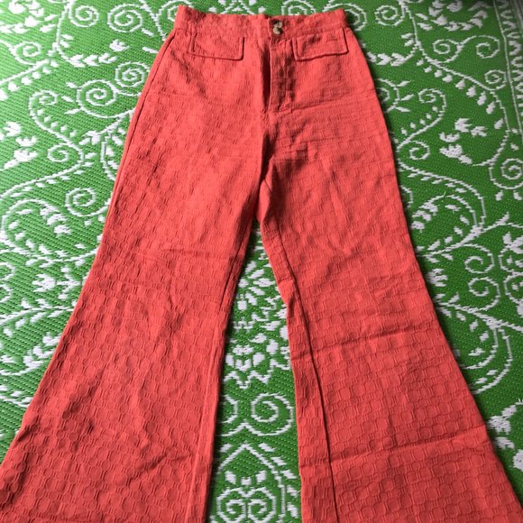 Urban Outfitter Orange textured Bell Bottom Pants - Picture 2 of 4